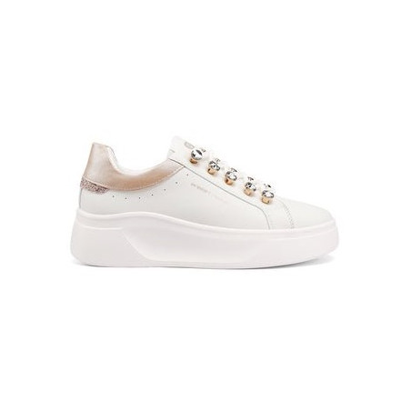 SNEAKERS QUEEN HELENA PLATFORM CON LACCI GIOIELLO X34-11 WHITE/PINK