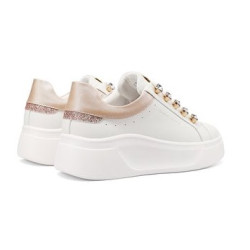 SNEAKERS QUEEN HELENA PLATFORM CON LACCI GIOIELLO X34-11 WHITE/PINK