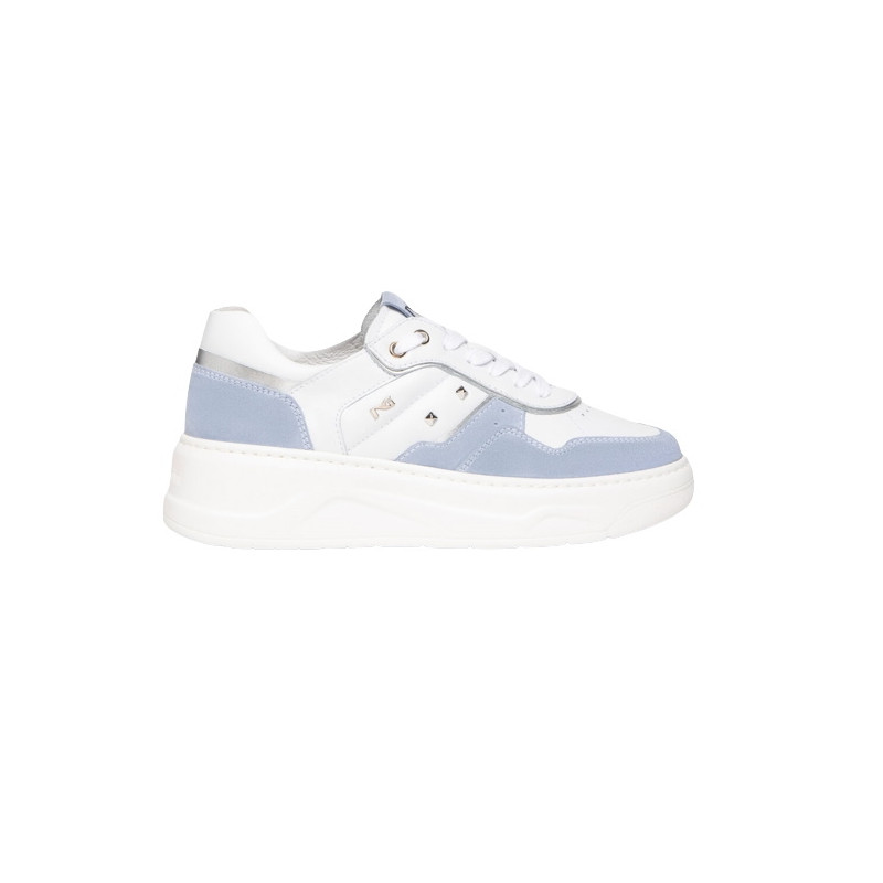 SNEAKERS NEROGIARDINI DONNA VELOUR FIORDALISO SKIPPER BIANCO OXIGEN ARGENTO E306563D/623