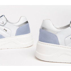 SNEAKERS NEROGIARDINI DONNA VELOUR FIORDALISO SKIPPER BIANCO OXIGEN ARGENTO E306563D/623