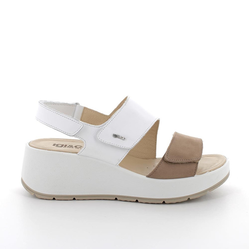 SANDALO CON ZEPPA IGI&CO DONNA NAB.LIS/NAPPA S MARMOTTA/BIANCO 7666500