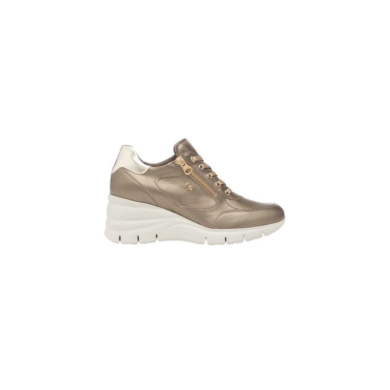 SNEAKERS CON ZEPPA NEROGIARDINI DONNA  BAGOYA BROWN T.BRILL PLATINO 6074 EVA AGOSTA I514121D/322