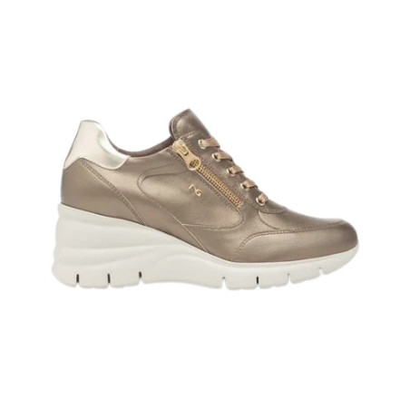 SNEAKERS CON ZEPPA NEROGIARDINI DONNA  BAGOYA BROWN T.BRILL PLATINO 6074 EVA AGOSTA I514121D/322