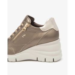 SNEAKERS CON ZEPPA NEROGIARDINI DONNA  BAGOYA BROWN T.BRILL PLATINO 6074 EVA AGOSTA I514121D/322