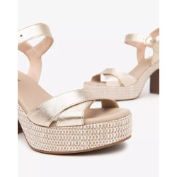 SANDALO CON TACCO NEROGIARDINI ETOILE SAND MIELE PU.CASSOLA TACCO 10,5CM E513631D/418