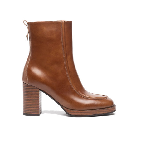 TRONCHETTI NEROGIARDINI DONNA IN PELLE COL.CUOIO  8CM I308193D/400