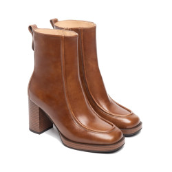 TRONCHETTI NEROGIARDINI DONNA IN PELLE COL.CUOIO  8CM I308193D/400