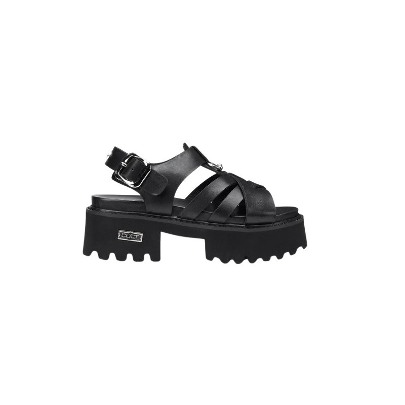 SANDALO CON ZEPPA CULT DONNA CHER 4535 SANDAL W LEATHER BLACK CLW453500