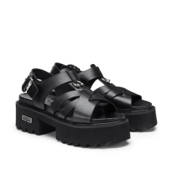 SANDALO CON ZEPPA CULT DONNA CHER 4535 SANDAL W LEATHER BLACK CLW453500