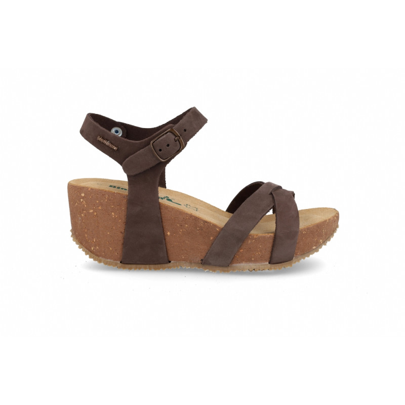 SANDALO CON ZEPPA BIONATURA DONNA 24 FREGENE IMB. NABUK T.MORO 24FREGE-I-NABTO