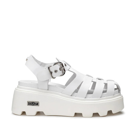 SANDALO CULT DONNA CON ZEPPA  NEW ROCK 3657 W LEATHER WHITE CLW365701