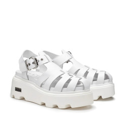 SANDALO CULT DONNA CON ZEPPA  NEW ROCK 3657 W LEATHER WHITE CLW365701