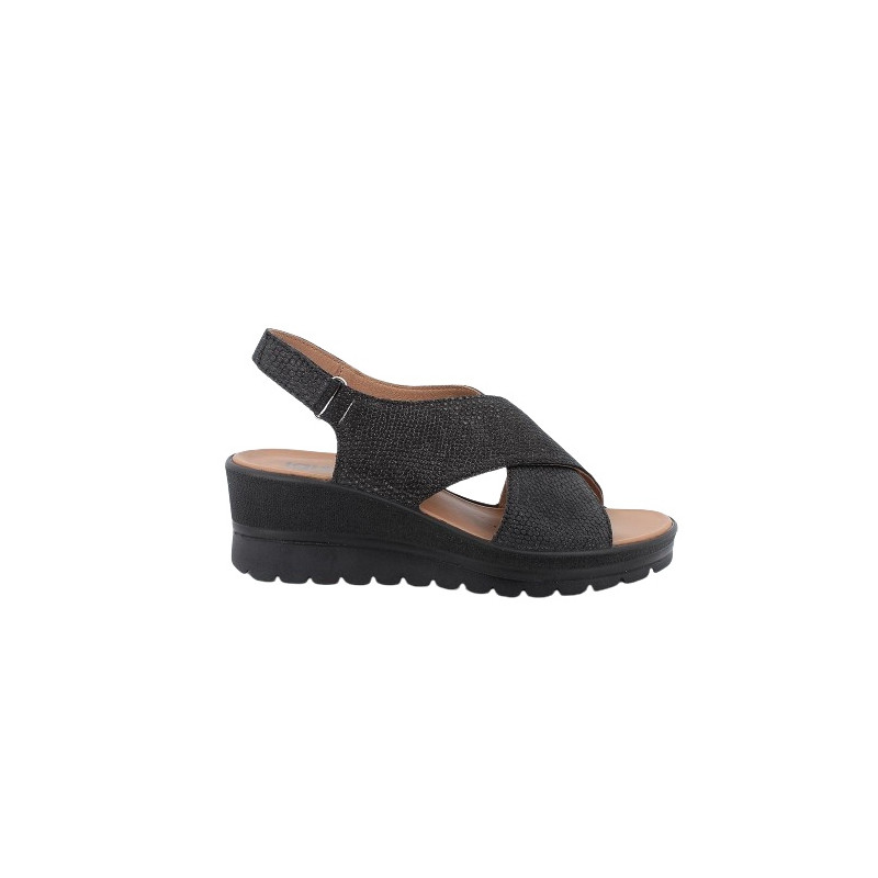 SANDALO CON ZEPPA IGI&CO DONNA PELLE LAMINATA NERO IRIDESCENTE 5667300