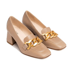 MOCASSINO NEROGIARDINI DONNA BEIGE CON TACCO I205651DE/412