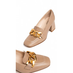 MOCASSINO NEROGIARDINI DONNA BEIGE CON TACCO I205651DE/412