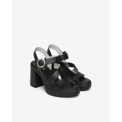 SANDALI CON TACCO NEROGIARDINI DONNA IN PELLE TAMIGI NERO PU.TOLOSA NERO+INSERTO E616080D/100