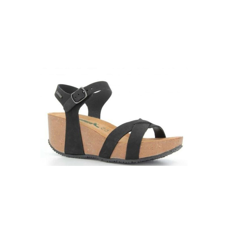 BIONATURA SANDALO DONNA CON ZEPPA 24 FREGENE IMB. NABUK NERO 24FREGE-I-NABNE