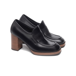 MOCASSINI CON TACCO NEROGIARDINI DONNA IN PELLE NERO 8CM I308190D/100