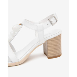 SANDALO CON TACCO NEROGIARDINI DONNA LOIRA BIANCO TR AULLA NATURALE TACCO 7CM E615860D/707