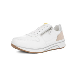 SNEAKERS ARA SHOES  DONNA CERVOCALF,GLOSSYCALF,KALBVELOUR,GAUCHOSOFT-MET SAPPORO 3.0 WEISS LIMONCELLO SHEELL SILBER 12-27540-03 