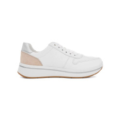 SNEAKERS ARA SHOES  DONNA CERVOCALF,GLOSSYCALF,KALBVELOUR,GAUCHOSOFT-MET SAPPORO 3.0 WEISS LIMONCELLO SHEELL SILBER 12-27540-03 
