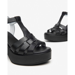 SANDALI CON TACCO NEROGIARDINI DONNA TAMIGI NERO PU.MOENA RICO TACCO 10,5CM E410402D/100