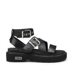 SANDALI CON ZEPPA DONNA ZIGGY 3442 SANDAL W LEATHER BLACK CLW344200