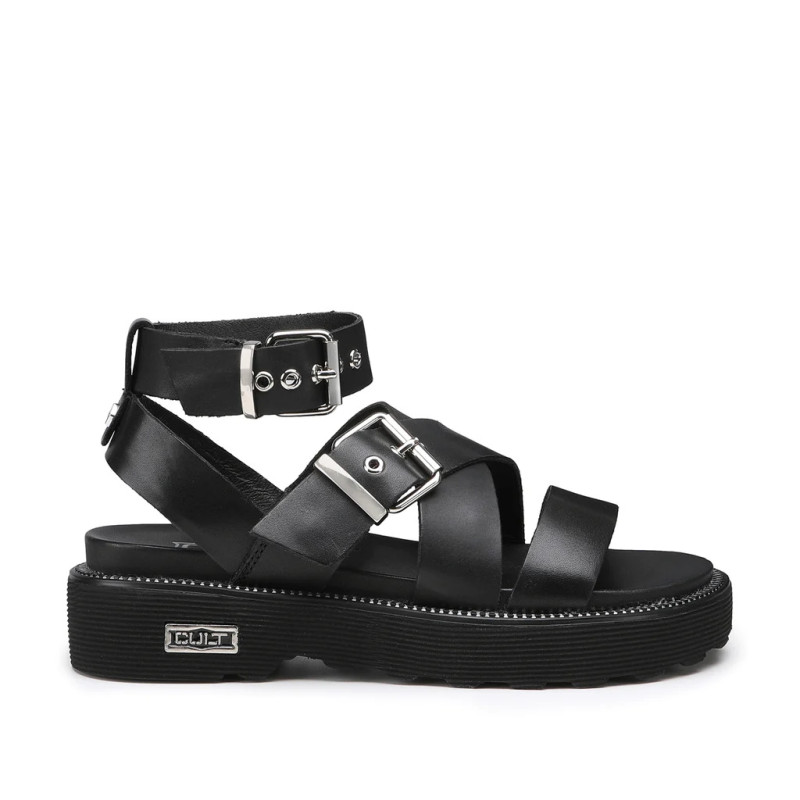 SANDALI CON ZEPPA DONNA ZIGGY 3442 SANDAL W LEATHER BLACK CLW344200