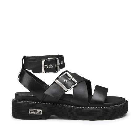SANDALI CON ZEPPA DONNA ZIGGY 3442 SANDAL W LEATHER BLACK CLW344200