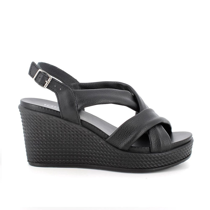 SANDALO CON ZEPPA IGI&CO DONNA  SI.NAPPA BOTTAL NERO ZEPPA 7,7CM  7671100