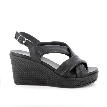 SANDALO CON ZEPPA IGI&CO DONNA  SI.NAPPA BOTTAL NERO ZEPPA 7,7CM  7671100