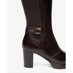 STIVALI NEROGIARDINI DONNA MANOLETE T.DI MORO ELASTICO T.MORO  PU.LESINA TACCO 7CM I514601D/300