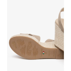 SANDALO CON ZEPPA NEROGIARDINI DONNA VELOUR CRETA PU.MALFA E616020D/451